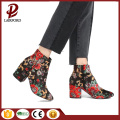 women's fabric printing flower warm ankle boots