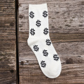 Fashion Spring Autumn Men Boy Socks Dollar Symbol Printed Comfortable Breathable Absorb Sweat Anti-slip Middle Long Sock