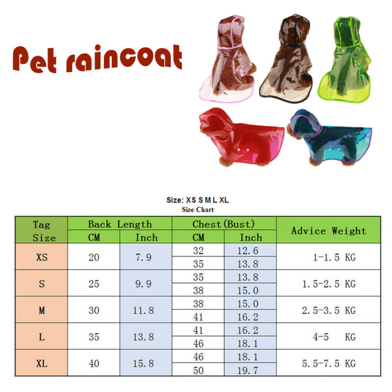 1pc Waterproof Dog Raincoat with Hood Transparent Pet Dog Puppy Rain Coat Cloak Costumes Clothes for Dogs Pet Supplies