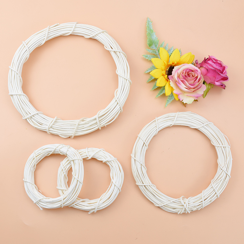 10/15/20cm White Rattan Ring Artificial flowers Garland Dried flower frame For Christmas Home Decor DIY floral wedding Wreaths