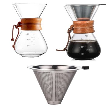 2020 Glass Coffee Pots Heat Resistant Classic Coffee Maker Pour Over Coffeemaker Coffee Pot Stainless Steel Coffee Filter#2