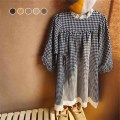 Humor Bear Girls Dress Spring Autumn Lace Collar Plaid Printed Sweet Long Sleeves Princess Party Dress Children Clothing
