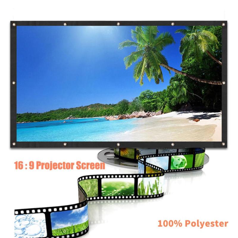 3D HD Wall Mounted Projection Screen Canvas LED Projector high Brightness 120 inch-60inch for Home Theater