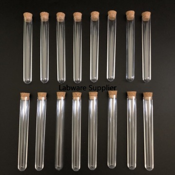 20pcs 12x100mm Clear Plastic test tubes with corks Plastic laboratory test round tube plug lab Transparent plastic tubes vial