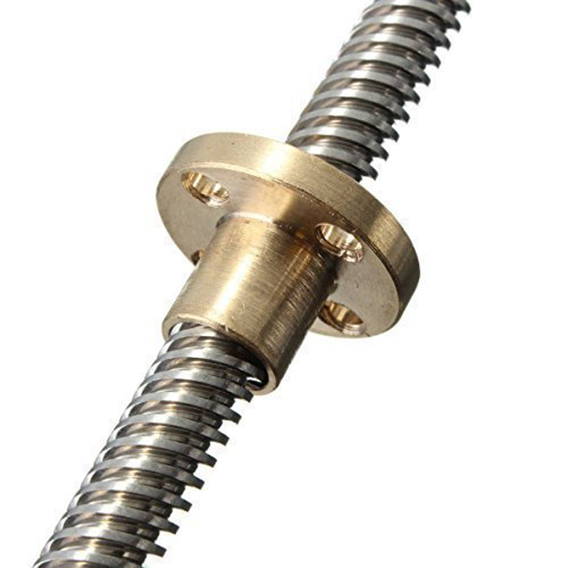 T8 Lead Screw 100mm 150mm 250mm 300mm 330mm 350mm 400mm 500mm 3D Printers Parts 8mm Trapezoidal Screws Copper Nuts Leadscrew