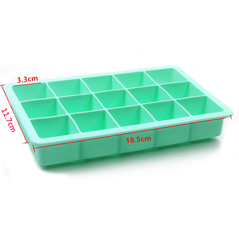 1PC 15 Grid Food Grade Silicone Ice Tray Home with Lid DIY Ice Cube Mold Square Shape Ice Cream Maker Kitchen Bar Accessories