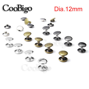 100sets 12x12mm Metal Double Cap Rivets Studs Round Rapid Rivet Leather Craft Bag Belt Clothing Garment Shoes Pet Collar Decor