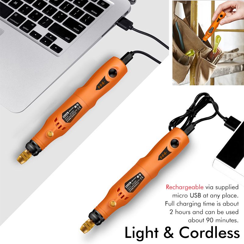 Cordless Mini Electric Grinder 3 Speed Engraving Pen Polishing Machine Small Manual Drilling Machine with Battery