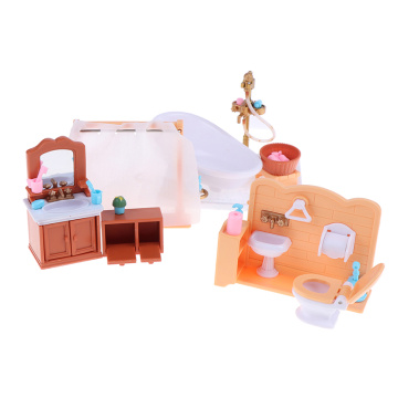 1/12 Dollhouse Miniature Plastic Bathroom Furniture Sets For Doll House Craft Toys Accessories Christmas Birthday Gift