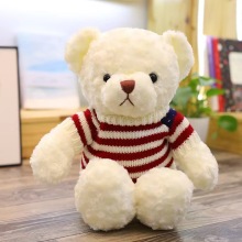 Red and white striped short-sleeved teddy bear toy