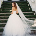 BOAKO One Layer Women Wedding Veil With Comb 2M Long Lace Edge Cathedral Bridal Veil Accessories Velos De Novia voile de mariee