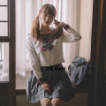 [Kawano] White Gray Summer Navy Sailor Suit Tops Skirts JK High School Uniform Class Uniform Students Cloth