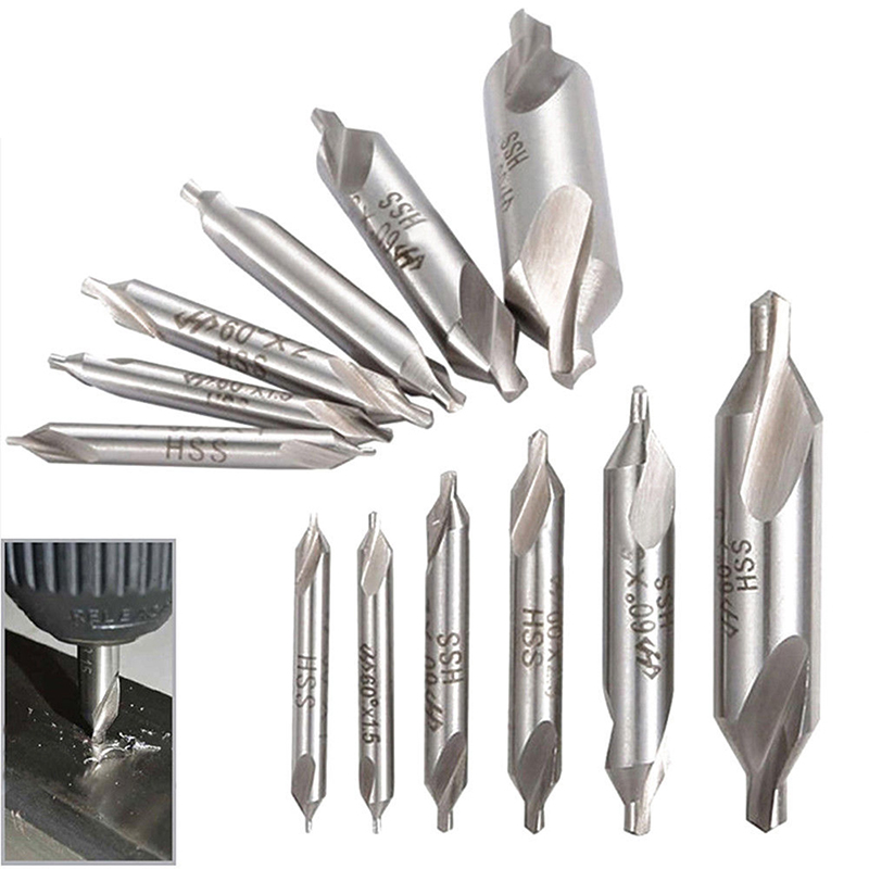 6pcs/Set Hand Tools Combined HSS Combined Center Drill Countersink Bit Lathe Mill Tackle Tool Set Double 5/3/2.5/2/1.5/1mm