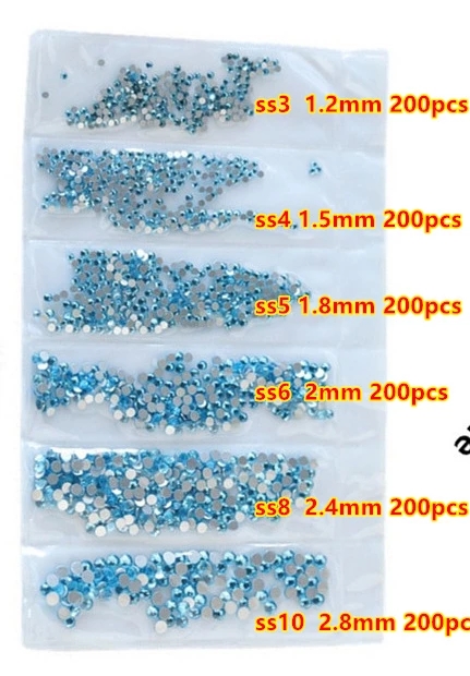 12 Grid 1440pcs Mix Sizes Glass Crystal Non Hot Fix Rhinestone Flatback Crystal 3D glitter Nail Art Rhinestones Decorations