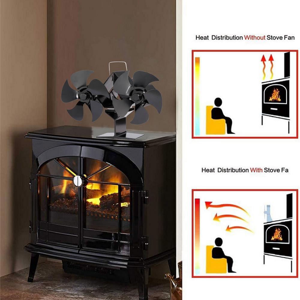 8 Blade fireplace Fan Mouted Head Heat Powered Stove Fan Log Wood Burner Eco Friendly Quiet Fan Home Efficient Heat Distribution