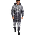 Men's Winter Pajamas Jumpsuit Combinasion Autumn Homewear Casual Hooded Zipper Print Jumpsuit Pajamas Men Hombre Sleepwear