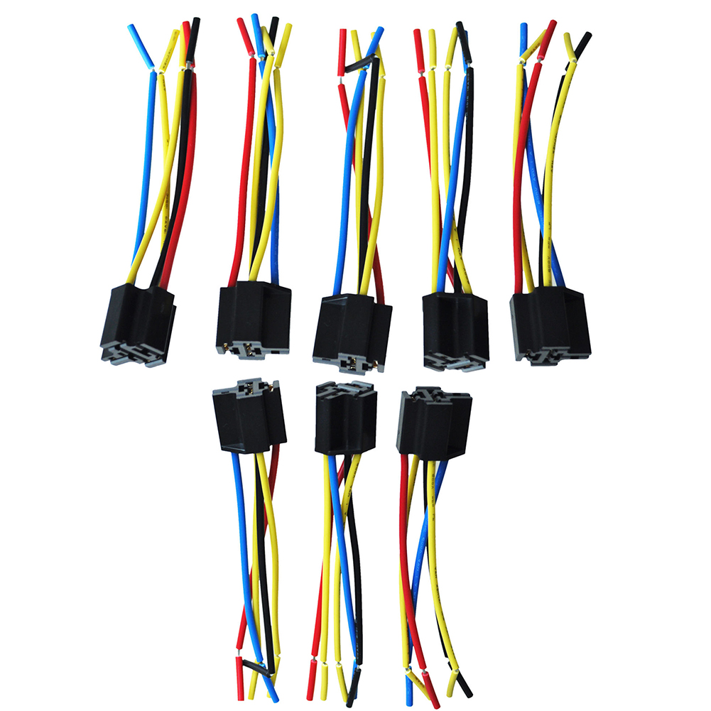 5 Pcs 5 Pin Wires Cable Relay Socket Harness Connector DC 12V for Car Auto