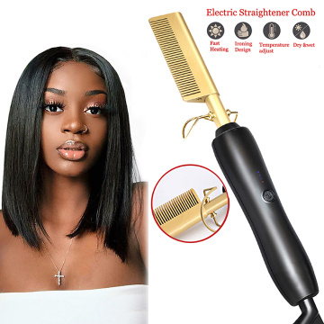 Professional Hair Straightener Hot Comb Titanium Alloy Wet and Dry Use Hair Curler Comb Electric Hair Curling Brush Hot Combs