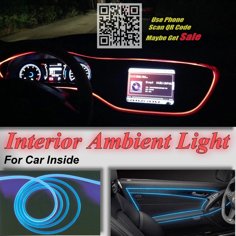 For SEAT Leon Car Interior Ambient Light Panel illumination For Car Inside Cool Tuning Strip Refit Light Optic Fiber Band