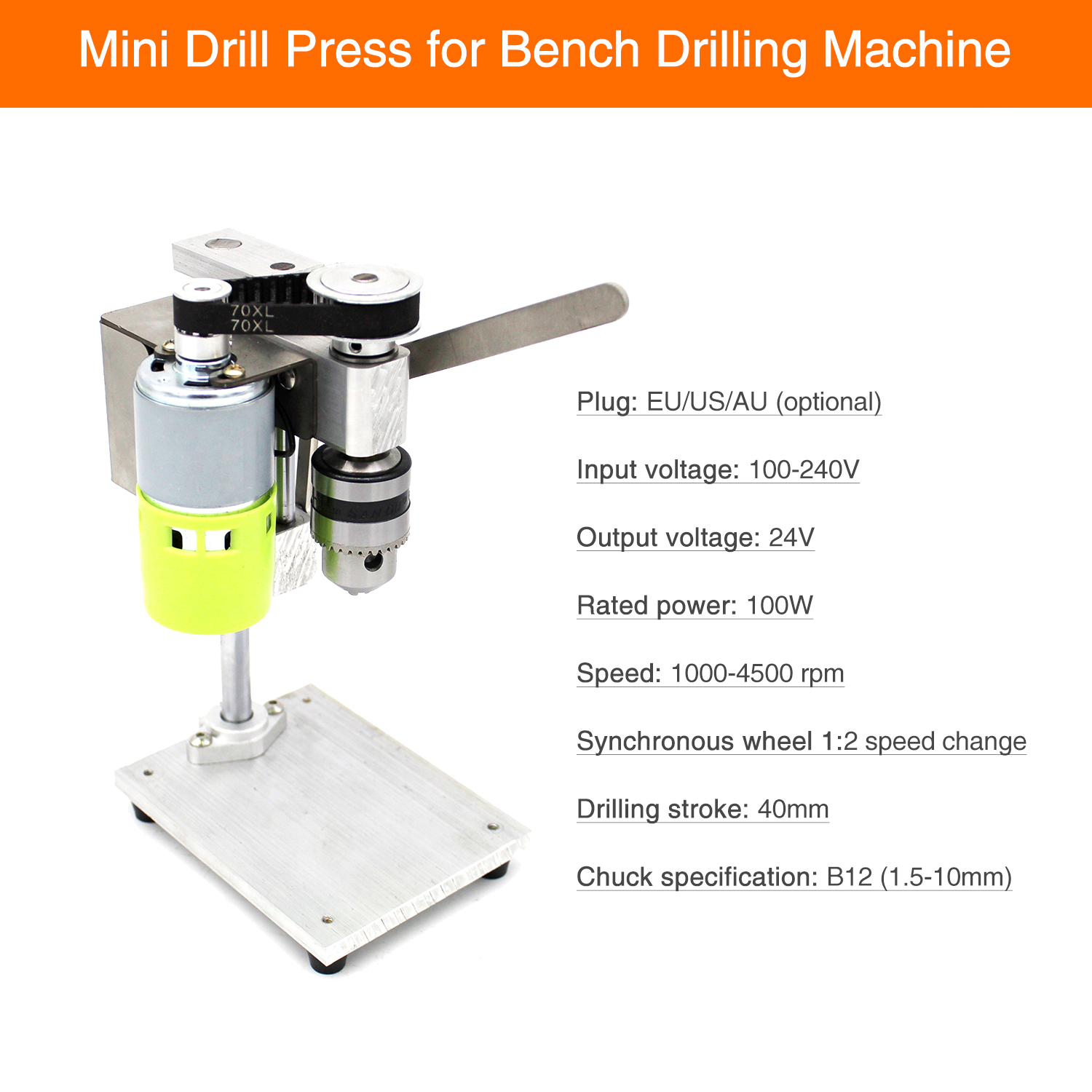 High Precision Mini Drill Press for Bench Drilling Machine Miniature Small Bench Drill DIY Pure Aluminum Small Bench Drill