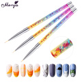 Monja 3Pcs/set Nail Art Acrylic UV Gel Extension Builder Rhinestone Painting Brush Lines Liner Pattern Drawing Pen Manicure Tool