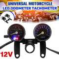 Universal Dual Gauges Motorcycle Odometer Speedmeter Tachometer LED Backlight Speed Meter Cafe Racer Instruments Gauge Panel