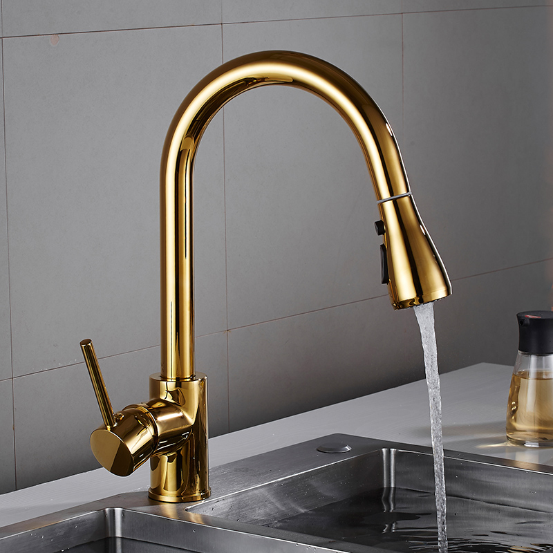 Kitchen Faucet Mixer Pull Out Kitchen Tap Single Handle Single Hole 360 Rotate Copper White/ Nickel/Gold Swivel Sink Mixer Tap