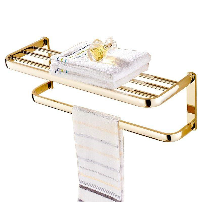 Bathroom Accessories Set Gold Brass Square Paper Tissue Holder Towel Bar Soap Basket Towel Rack Glass Shelf Bath Hardware Set