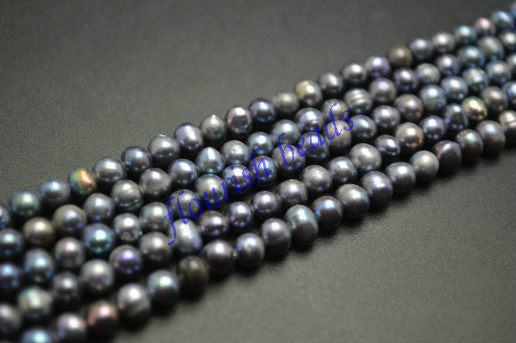 4~6mm Dark Gray Black Color Fresh Water Pearl Potato Loose Beads Fashion Jewelry making supply