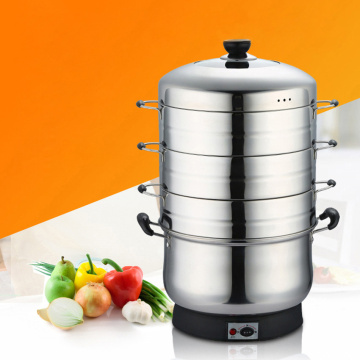 3 Layers Electric Steamer Cooker 28/30/32cm Stainless Steel Steamer Commercial Steaming Pot Multi-function Food Steamer Boiler