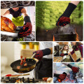 1pair Barbecue Gloves BBQ Gloves Kitchen Oven Mitts Baking Glove Extreme Heat Resistant Multi-Purpose Grilling Cook Gloves #LR1