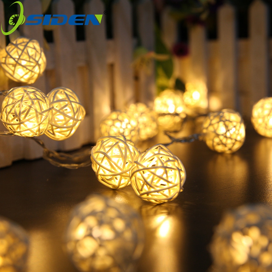 Rattan Ball LED String Light 5M 20Led Warm White Fairy Light Holiday Light For Party Christmas Wedding Decoration