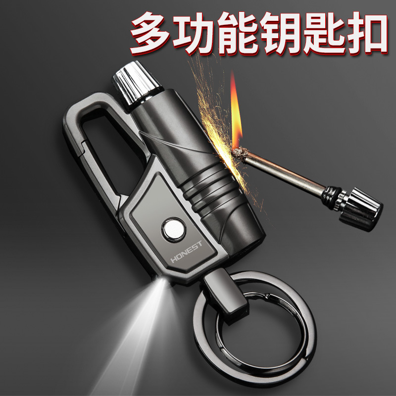 Honest Permanent Match Keychain Lighter New Type Metal LED Waterproof No Flint Fire Kerosene Camping Outdoor Survival Tool