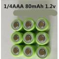 Free shippping 10pcs/lot 1.2V 1/4AAA 80mAh ni-mh rechargeable battery nickel metal hydride battery toy battery