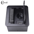 COSWALL Matte Black Aluminum Body EU Outlet + 2 USB Charging Port Table Socket With Dustproof Brush Damping Clamshell Cover