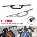 Motorcycle 1" 25mm Handlebar Cafe Racer Handle Bar Chrome Black For Harley XL883 1200 X48/Davidson/Dyna/Softail