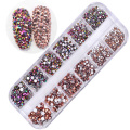 12 boxes / set of AB crystal rhinestone diamond gem 3D glitter nail art decoration beauty