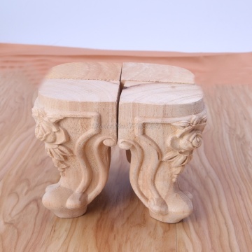 Wooden Furniture Legs Solid Wood Flower Carved TV Cabinet Seat Feet No Painting Aug12 Whosale&DropShip