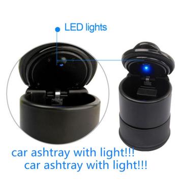 1pcs Auto Car Ashtray Cigar Ash Tray Holder With Foldable Cap Blue LED Light Smokeless Anti-slip Rubber