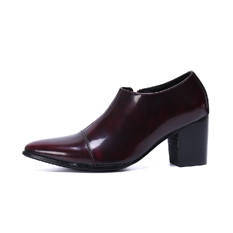 Height Increase Patent Leather Men Shoes Pointed Toe High Heels Dress Shoes Men's Slip-On Wedding Shoes Career Work Shoes 37-46