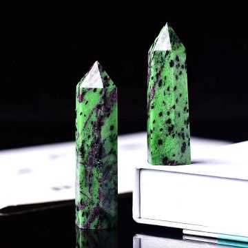1PC Natural Crystal Epidote Column Crystal Point Quartz Mineral Stone Healing Obelisk Wand Home Decor DIY Gift Decoration Reiki