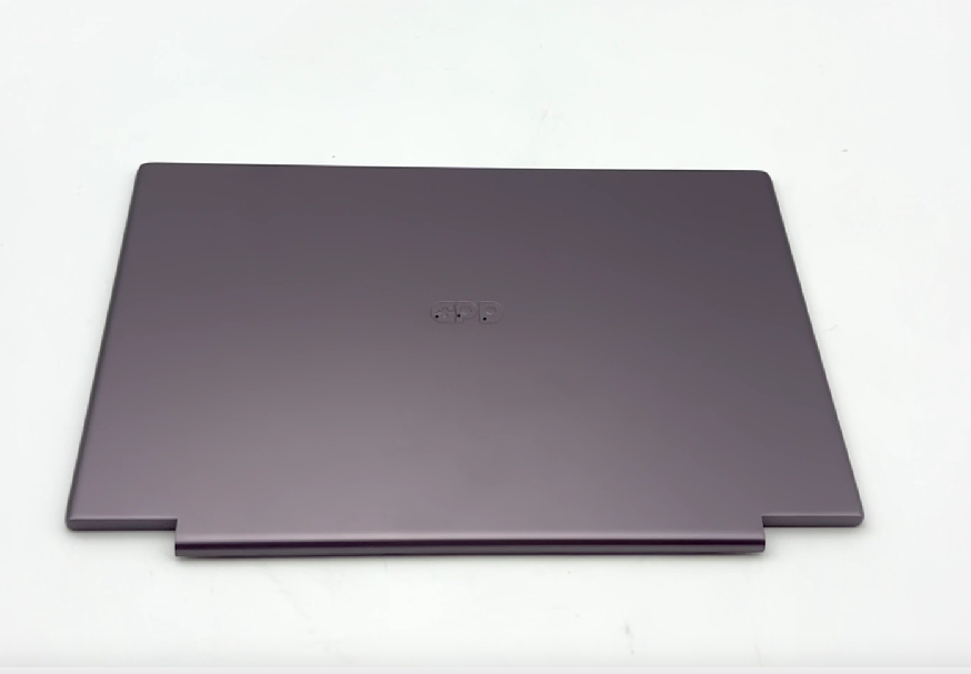 Purple aluminum laptop back panel - detail texture