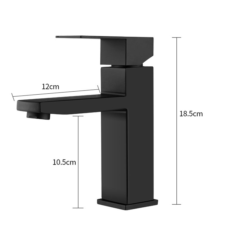 XUNSHINI Black Square Bathroom Sink Faucet Single Handle Basin Faucet Wash Tap Bathroom Toilet Deck Mounted Basin Tap