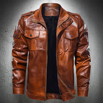 Faux Leather Jacket Men Vintage Motorcycle Jacket Autumn Fashion Biker Coat Zipper Lapel Collar Mens Jackets Plus Size 4XL 2020