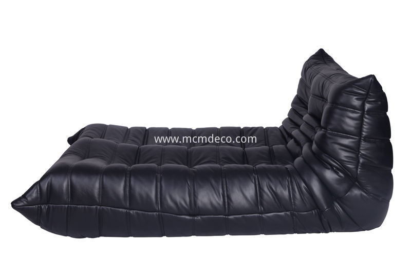 Togo Lage Settee Living Room Sofa In Black Leather 2