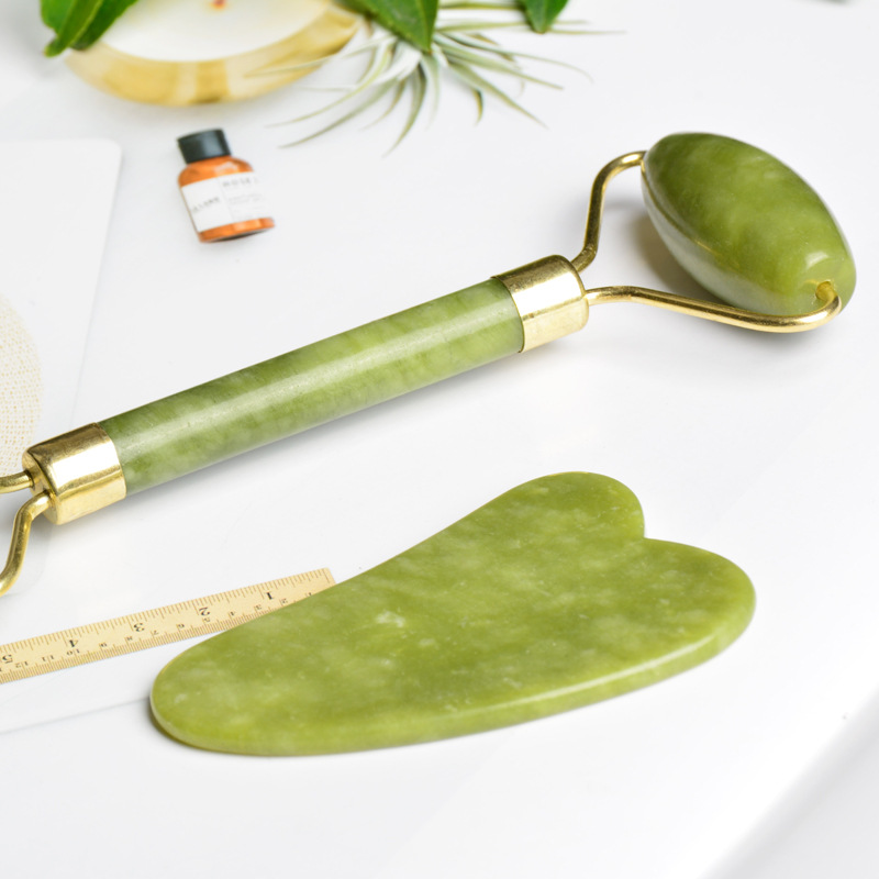 2pcs Massager Guasha Facial Jade Roller Face Lift Body GuaSha Board Tool Set P9