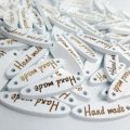 100pcs Wooden Buttons 2 Holes Handmade Tag Shape Embellishments for Sewing