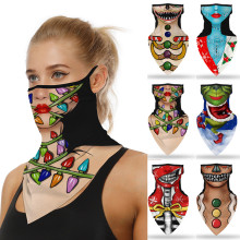 #R25 1PC Christmas Print Seamless Ear Hook Face Scarf Sports Scarf Neck Tube Face Cover Cycling Climbing Hiking Scarves Bandana