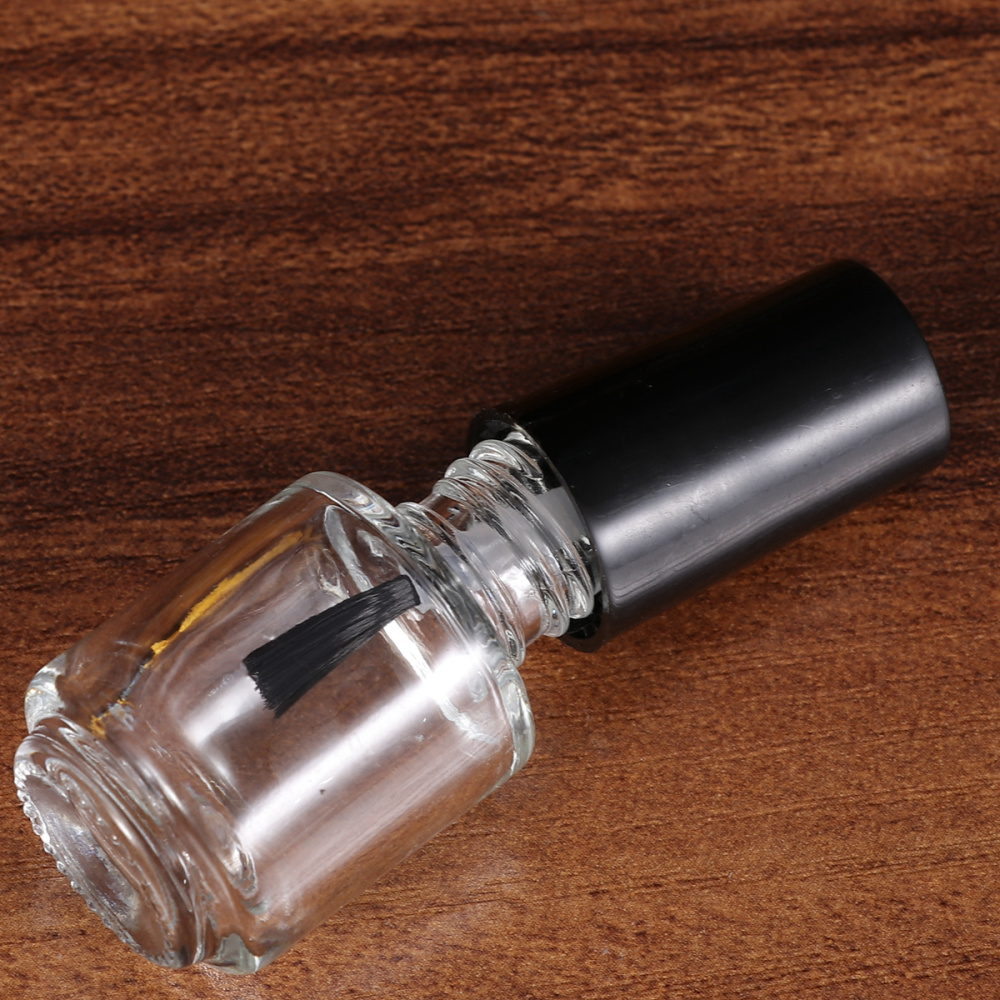 20pcs 5ml Spray Bottle Perfume Bottle Packaging Transparent Glass Bottle Nail Polish Empty Bottle With Brush Black Top Cap