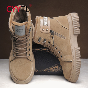 CYYTL Winter Warm Ankle Boots Men's Casual Outdoor Shoes Men's Autumn Leather Waterproof Work Platform Men's Tooling Botas